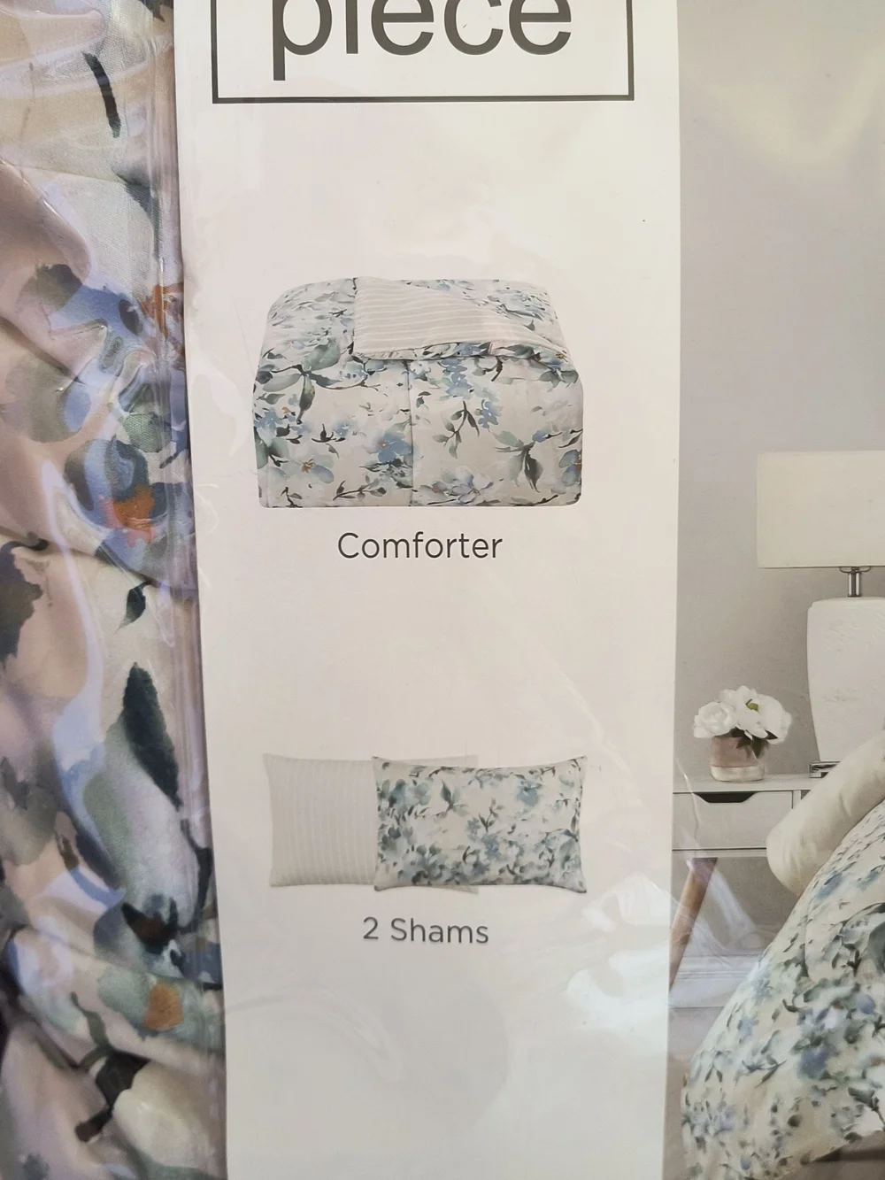 Blue Floral Full/Queen Comforter Set by